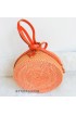 coloring rattan circle sling leather bags orange color